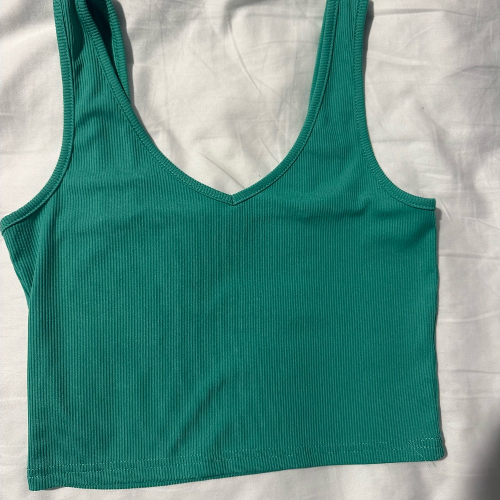 SHEIN Turquoise Ribbed Top